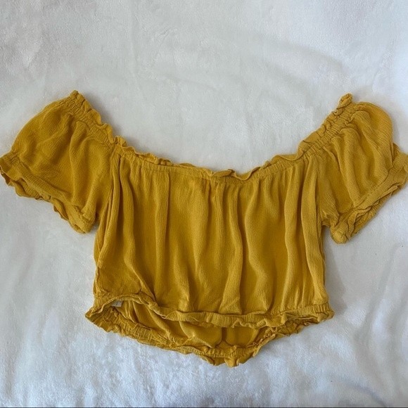 Showpo Yellow Mustard Off Shoulder Crop Top - Picture 5 of 5